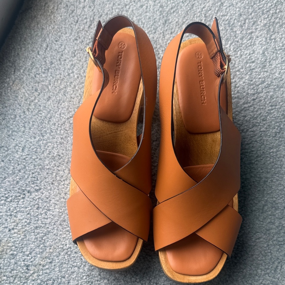 Tory Burch Brown Wedge Sandals